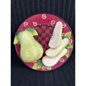 Style‎ Eyes 3D Ceramic Pear Wall Plate Fruit Decor Baum Bros Country Kitchen
